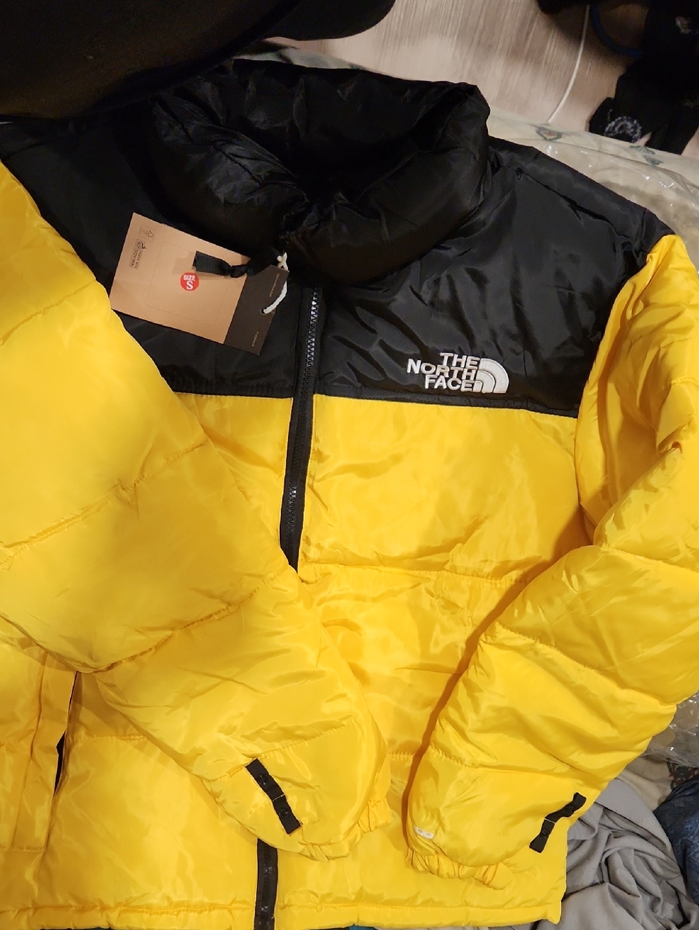 The North Face Yellow & Black Insulated Pullover Puffer Jacket